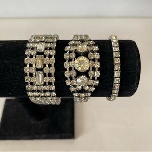 Vintage Art Deco Rhinestones Bracelet Set of 3